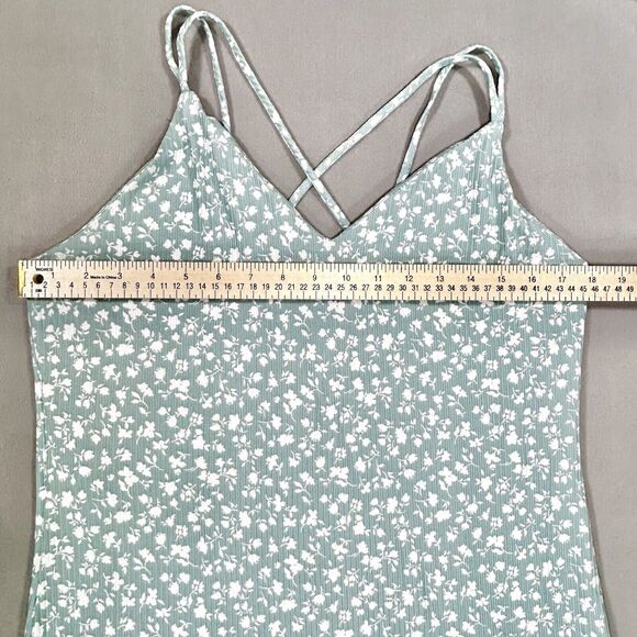 Active USA Dress Women's 2XL XXL Green Floral Knee Length Straps V-Neck Pullover - Picture 7 of 15